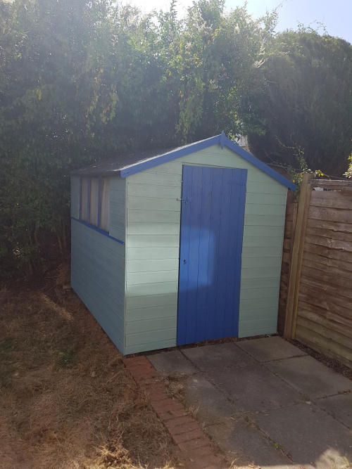 After repainted shed now like a beach hut