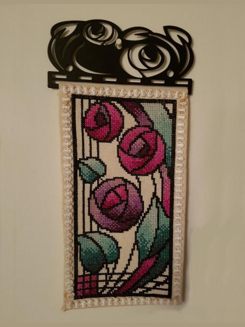 Mackintosh rose in cross stitch